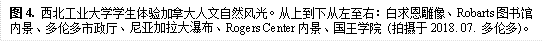 图4. 澳门官方十大网投平台排行榜入口学生体验加拿大人文自然风光。从上到下从左至右:白求恩雕像、Robarts图书馆内景、多伦多市政厅、尼亚加拉大瀑布、Rogers Center内景、国王学院 (拍摄于2018. 07. 多伦多)。